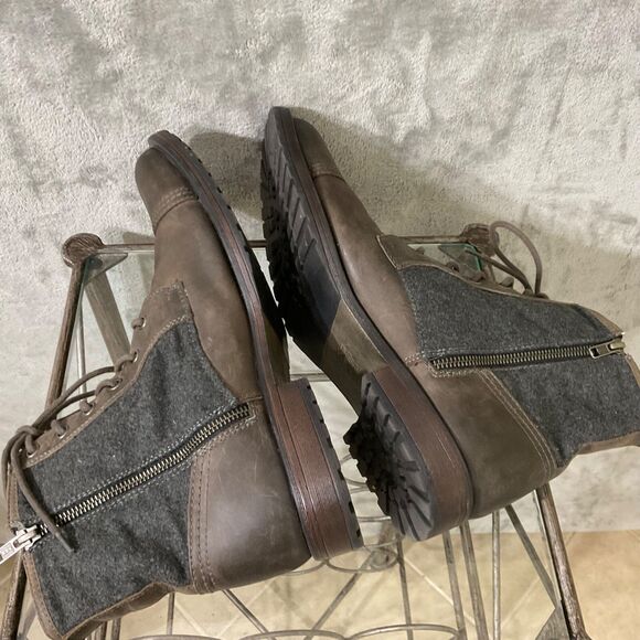 Aston Grey Recon Leather combat Boots Men size 11 Brown lace up / side zip - Picture 6 of 12